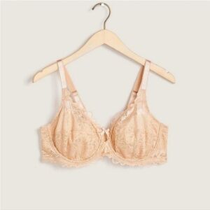 Deesse Femme Couture Nude Beige Lace Underwire Unpadded Bra size 42H Lot of 2